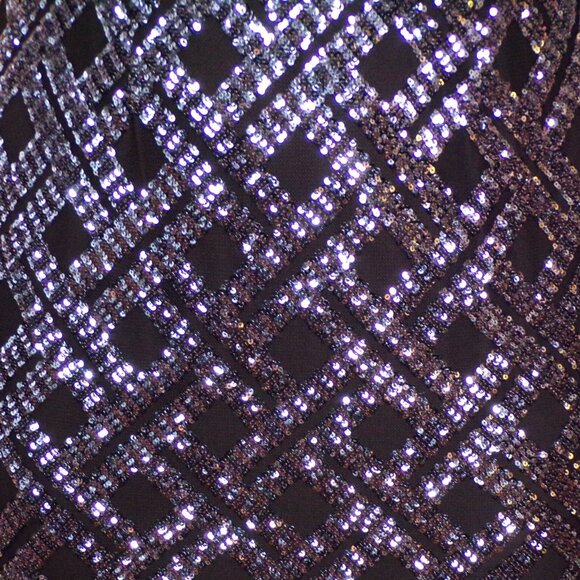 ELIZA J size 14 black sequined thin-strap full-length gown 100% nylon dry clean - Picture 9 of 12